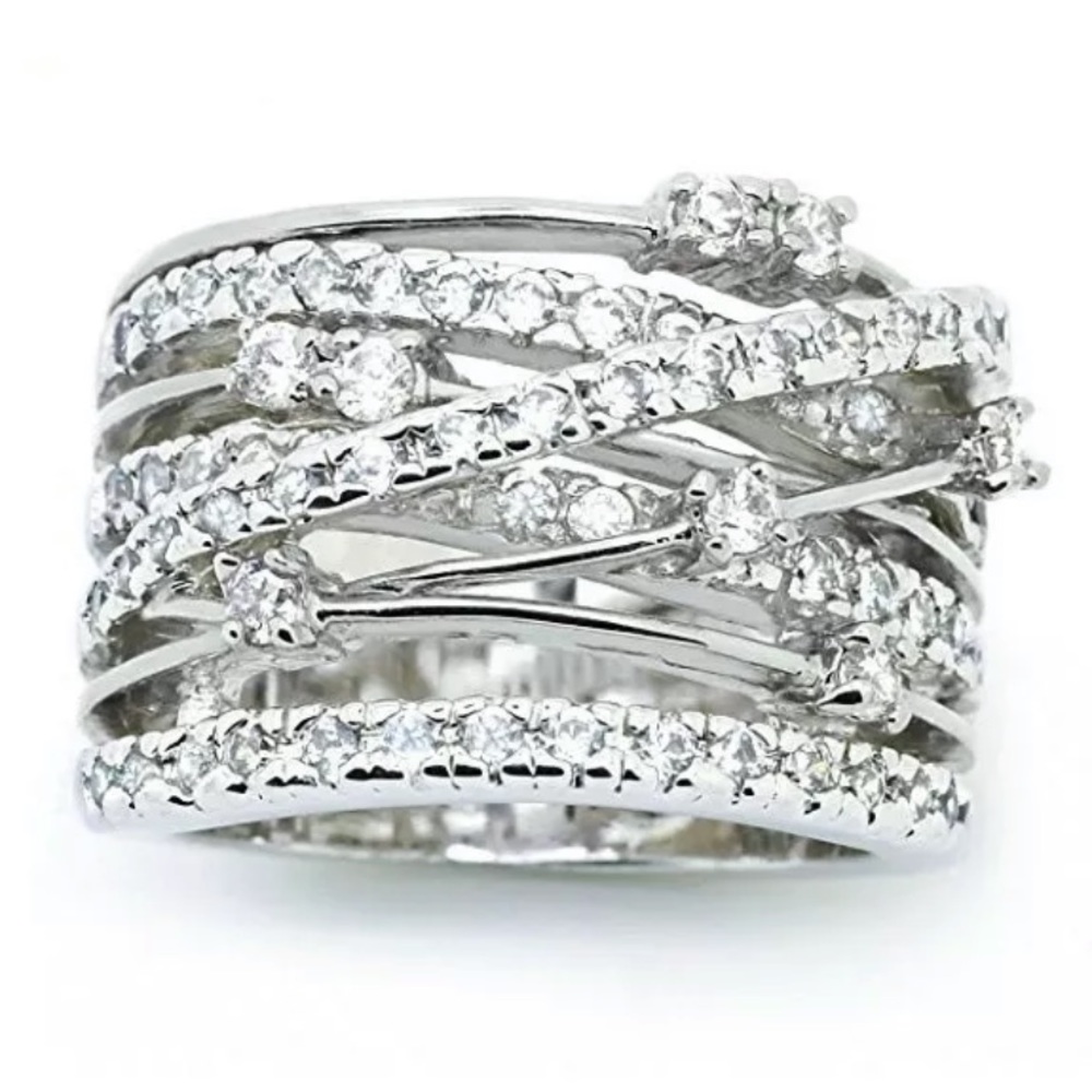 Luxury 925 Silver Wedding Rings White Sapphire - Picture 3 of 6